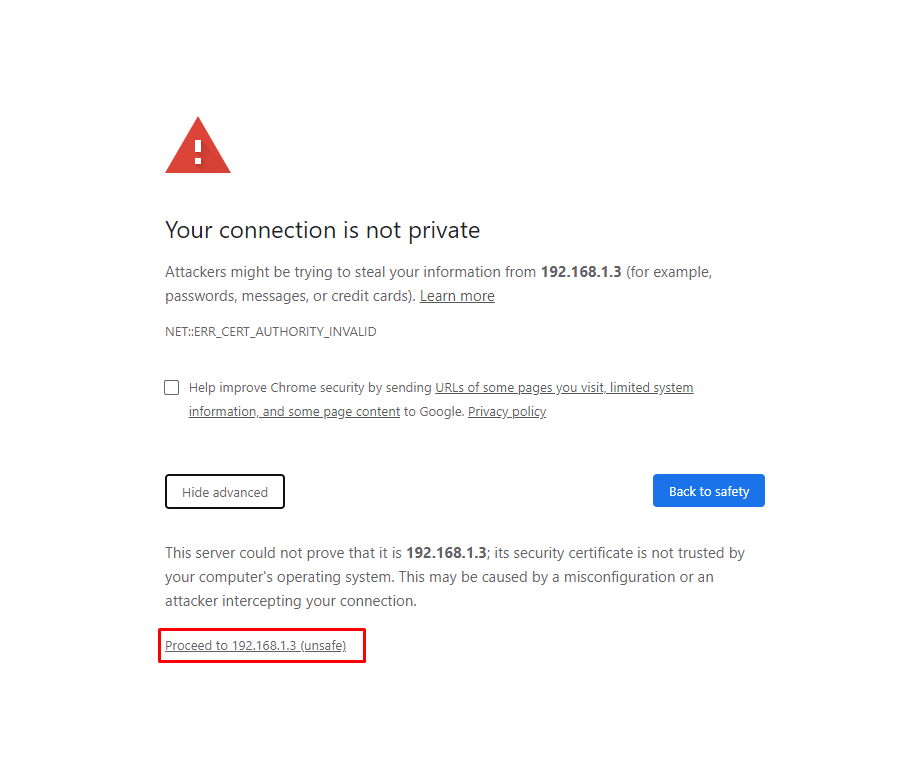Login page connection is not private pldt error