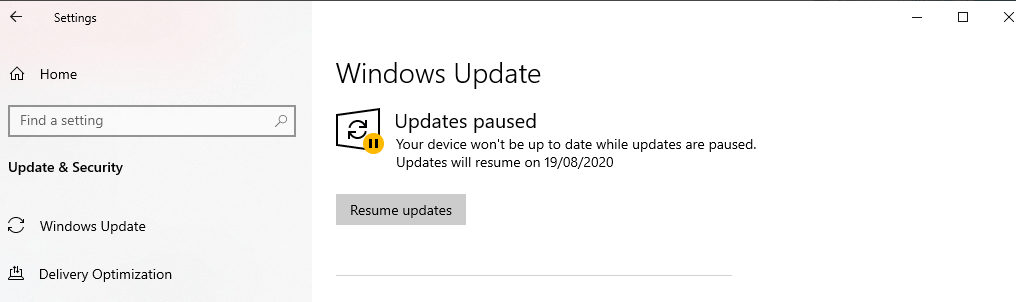 Paused Windows Updates